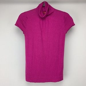 MAXMARA STUDIO Maglia Magenta Cap Sleeve Cashmere Silk Turtleneck Size S…
